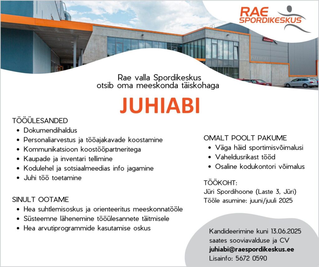 rae valla spordikeskus juhiabi Rae spordikeskus