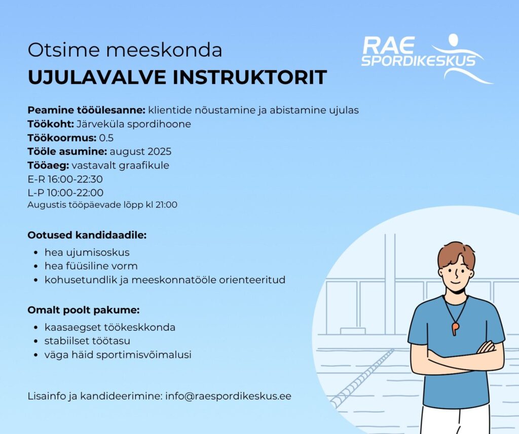 Otsime meeskonda ujulavalve instruktorit 1 Rae Spordikeskus ujulavalve jarvekula spordihoone 1080x1080 1 Rae spordikeskus