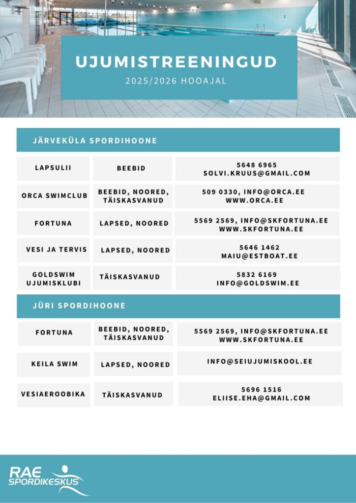 ujumistrennid Rae spordikeskus