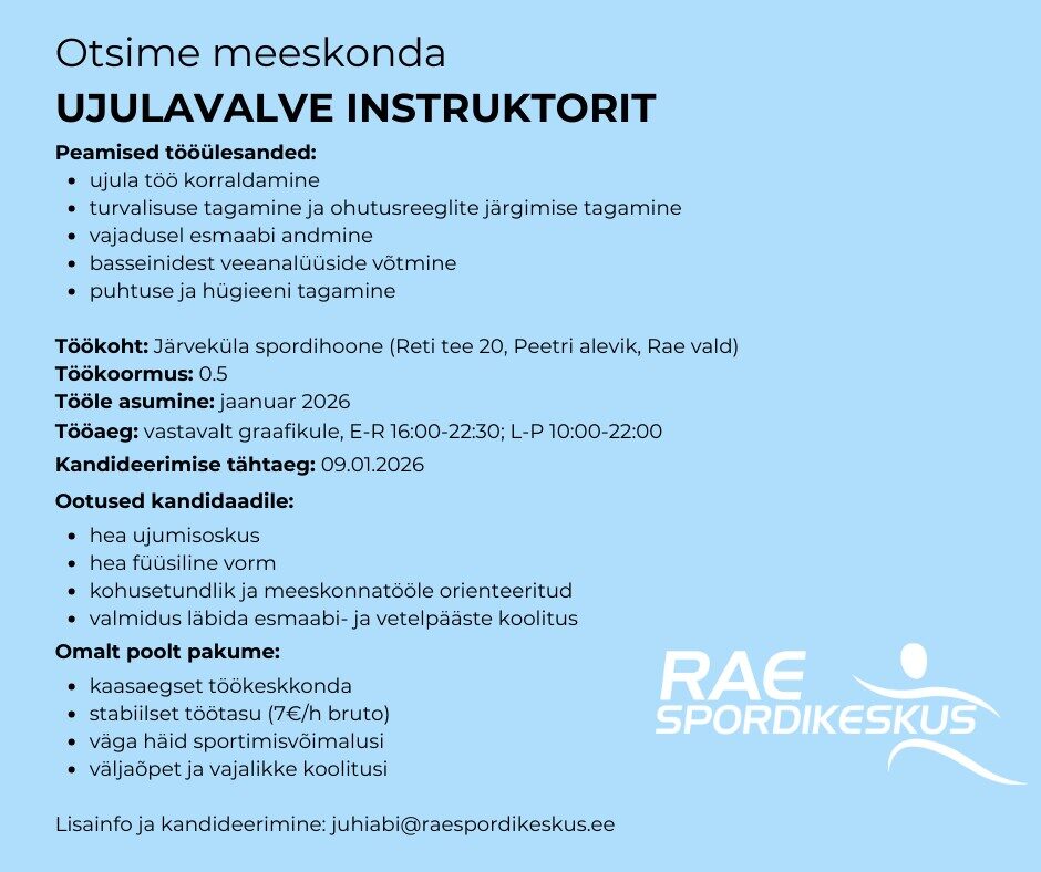 ujulavalve jarvekulla Rae spordikeskus